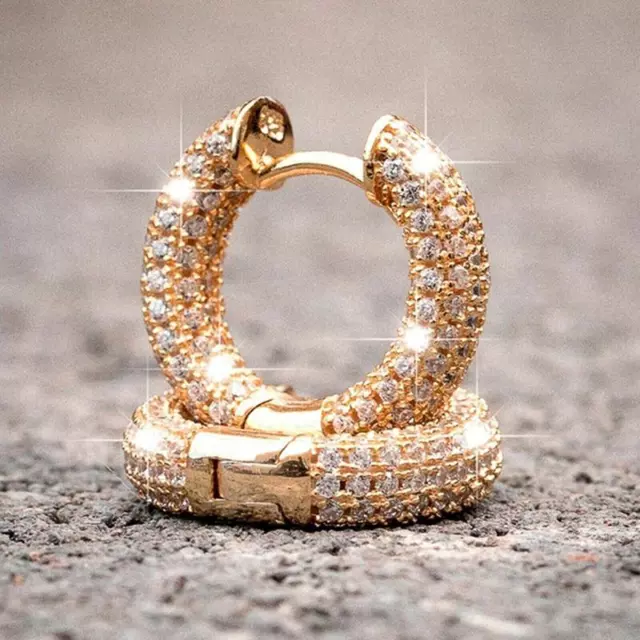 Aretes Argollas Chapada en Oro 14K Pendientes Joyería Fina de Moda De Oro  Mujer