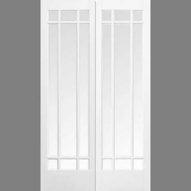 Internal Manhattan White Prime Plus Rebated Pairs Clear Bevelled Glaze Doors