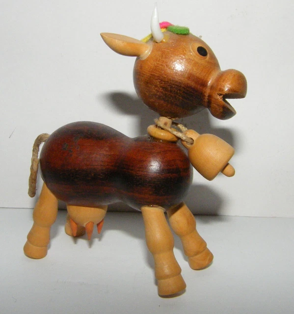 Vtg Spanish Mid Century Modern GOULA Wood Cow Spain MCM Farm Animal Figurine