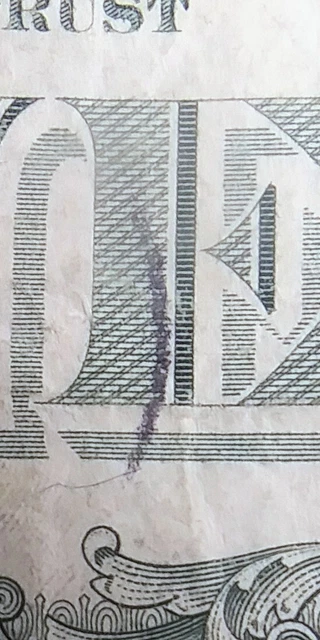 2013 Federal Reserve One Dollar Note Wet Ink Transfer Error