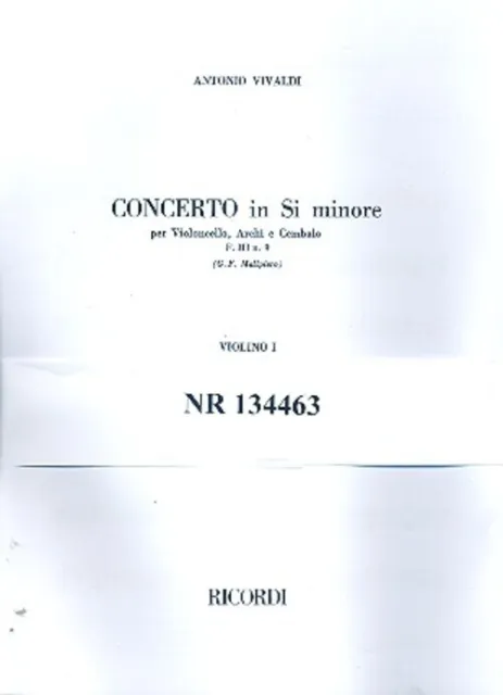 Antonio Vivaldi | Concerto Per Vc., Archi E B.C.: In Si Min. Rv 424 | Ricordi