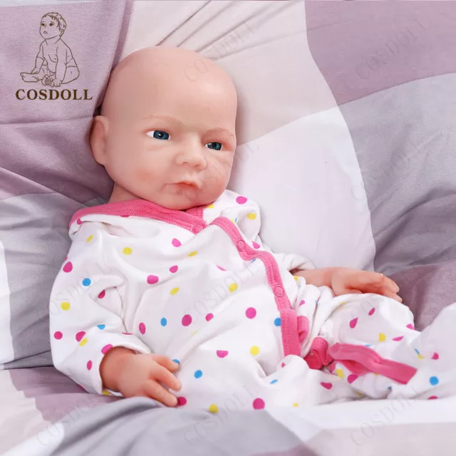 COSDOLL 18.5" Full Body Soft Platinum Silicone Baby Dolls Handmade Newborn Dolls