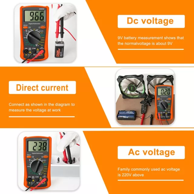 Digital Multimeter AC DC Voltmeter Ammeter Ohmmeter Volt Tester Meter DM850 3