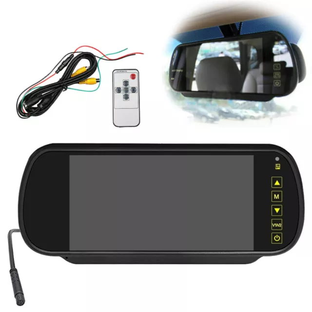 12/24V 7" Rearview Mirror Monitor with Dual Mounts Clip For Car Van Motorhome
