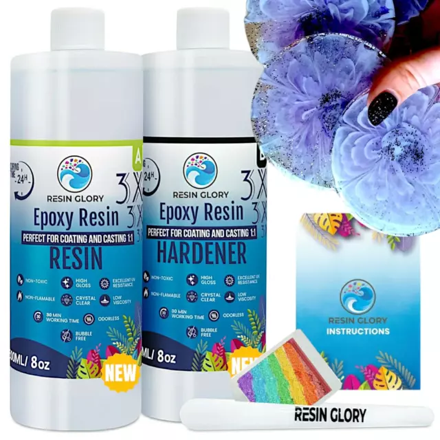 Epoxy Resin Kit 1:1 Ratio Crystal Clear for Art Coating Craft Casting 500ml/16oz