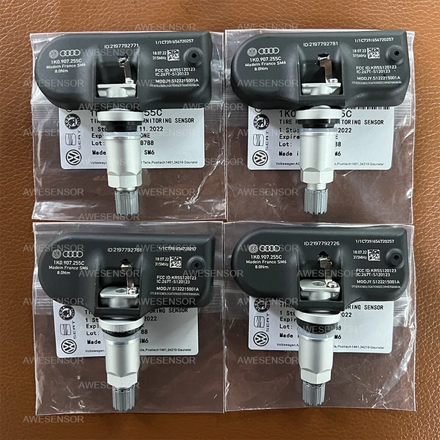 4 GENUINE 1K0907253D 1K0907255C TPMS Tire Pressure Monitoring Sensor