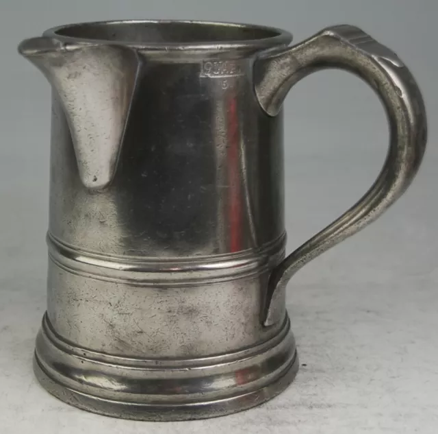 Fine Antique Victorian Pewter Quart Tankard Mug Measure Kent Verification C19Th