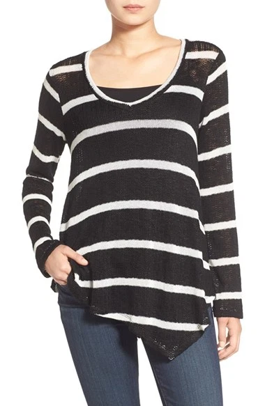 Nwot Splendid Femmes Noir Rayé Pull TAILLE S