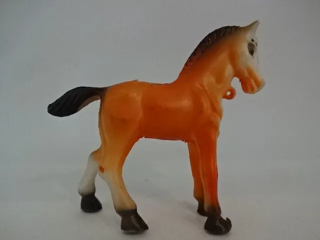 70er Jahre / Oranges Pferd aus Hartplastik - ca 65 mm groß