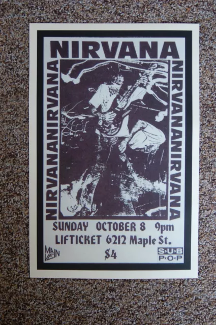93340 Nirvana Concert Tour 1989 Omaha Lifticket Wall Print Poster Plakat