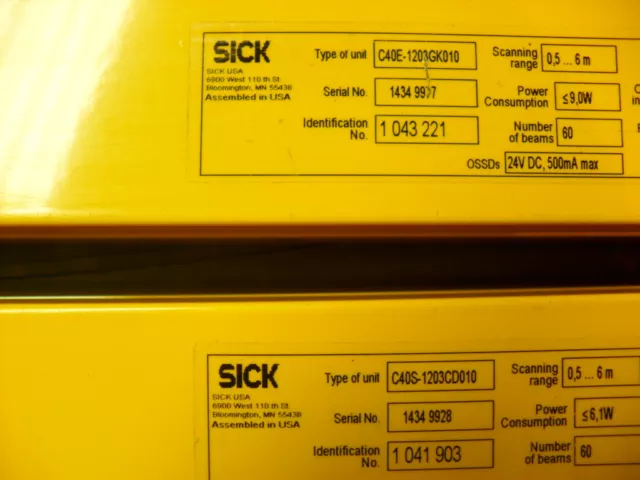 Sick C40E-1203GK010 , C40S-1203CD010 Light Curtain C4000 Palletizer Advanced