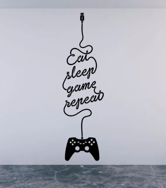 Eat Sleep Gioco Repeat Xbox PS4 Vinile Adesivo da Parete Frase. Qualsiasi Colore