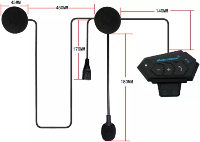 3T6B Auricolare Bluetooth per Casco da Moto, Auricolare con Sistema di (C9M)