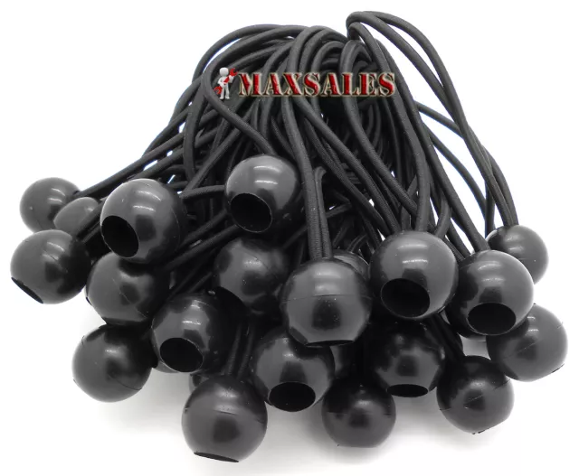 (100) 6" BLACK Ball BUNGEE Cord Tarp Bungee Tie Down Strap Bungi Canopy Straps