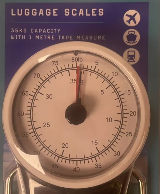 Luggage Scale Weighing Scales Up to 35kg/80lb with 1m Tape Measure, 2-in-1