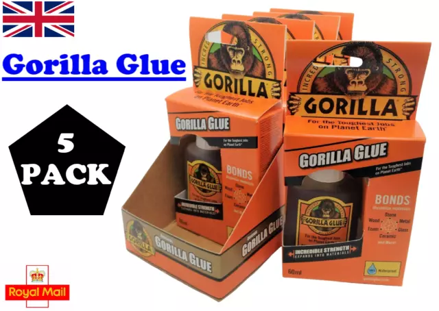 GORILLA STRONG GLUE 60ml – Bonds Wood,Stone,Metal,Ceramics and more (5 PACK)