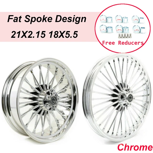 21x2.15 18x5.5 Fat Spoke Wheel Rims Set for Harley Dyna Wide Glide Street Bob