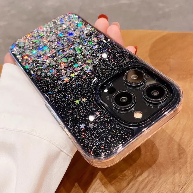 Hülle für iPhone 14 13 Pro Max 12 11 XR XS 8 7 Glitzer Silikon Handy Case Cover 7
