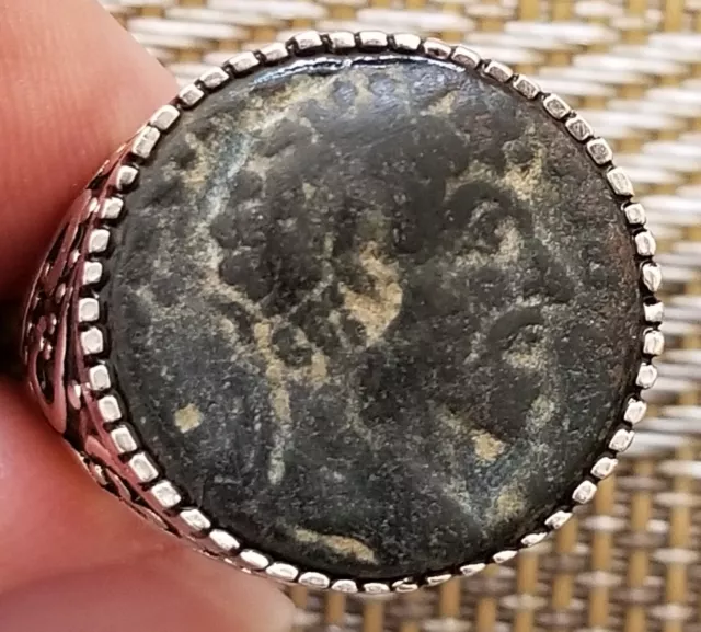 Roman Emperor Philosopher Marcus Aurelius Authentic Ancient Coin Ring with COA