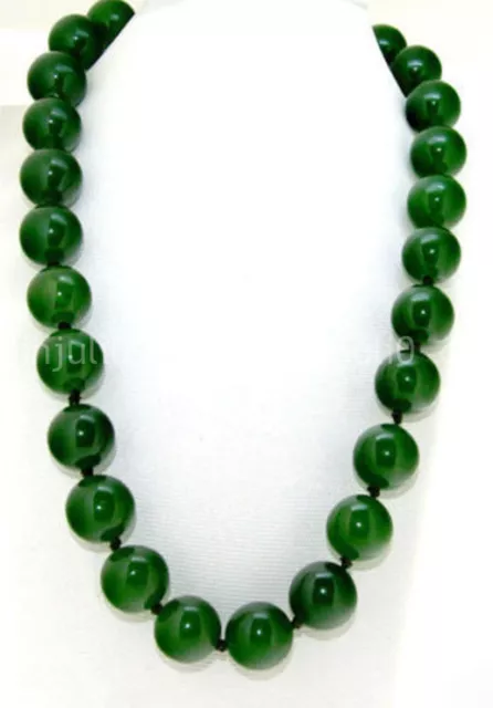 Exquisite Natural 8/10/12/14mm GREEN Jade Round Beads Gemstone Necklace 18" AAA 3