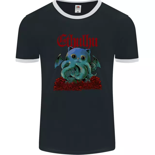Cathulhu Funny Cat Cthulhu Parody Kraken Mens Ringer T-Shirt FotL