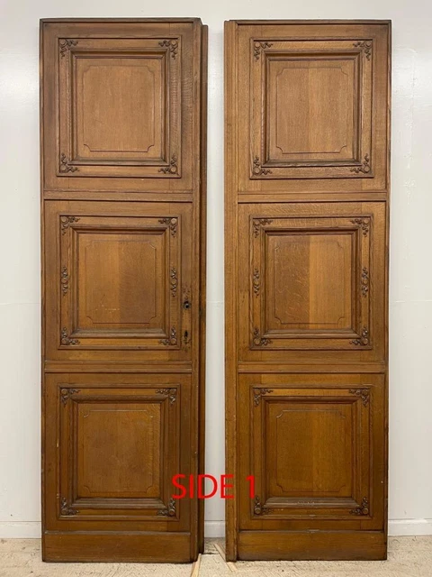 Pair of French Antique Doors/Double Chateau Entry Doors-Solid Oak Wood