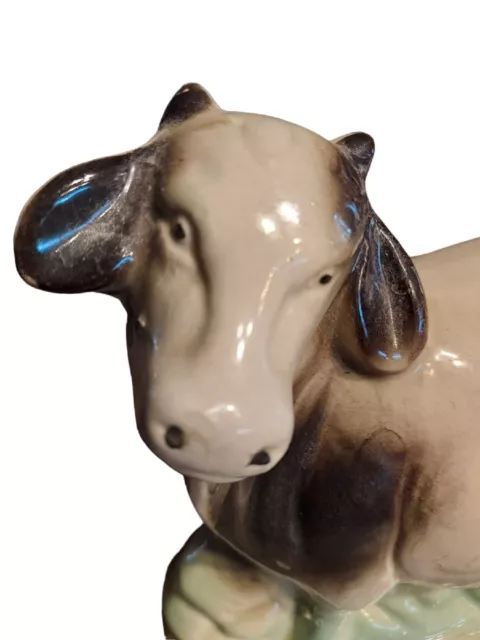 Vintage Ceramic Dairy Cow Figurine 5" Made In Brazil