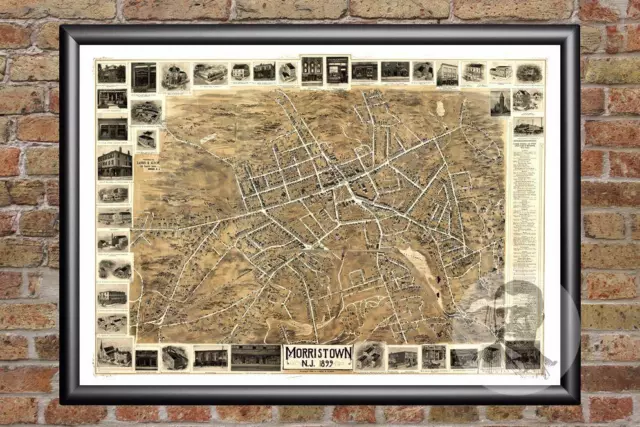 Vintage Morristown, NJ Map 1899 - Historic New Jersey Art - Victorian Industrial