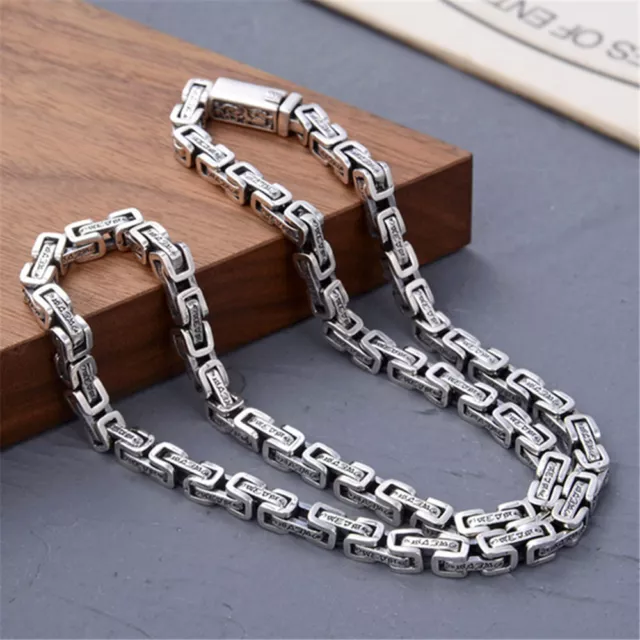 Pure S925 Sterling Silver Chain Unisex Dragon Byzantine Link Bracelet Necklace