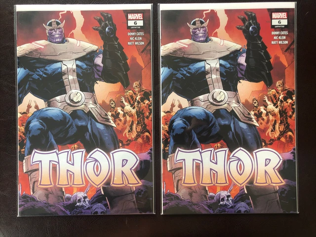 High Grade! 2 Copies! Thor 6 2nd Print 2020 Marvel Comic Nic Klein Thanos Cover
