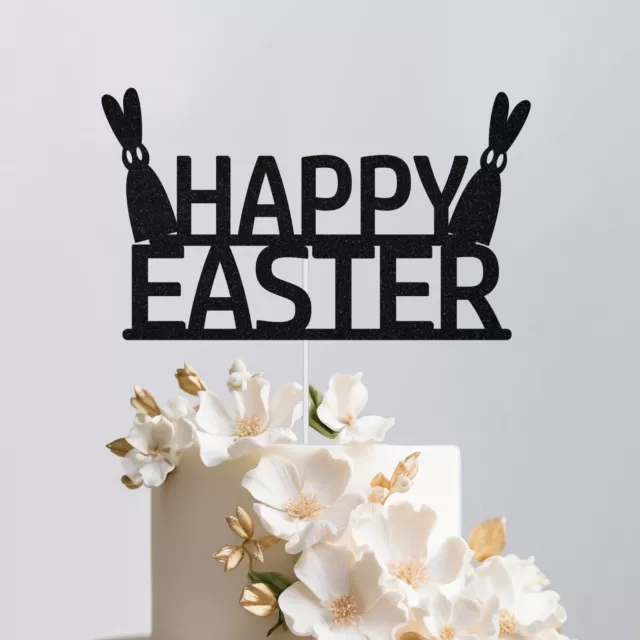 Happy Easter Bunny 368GSM Glitter Card Cake Topper Easter Festive Decoration