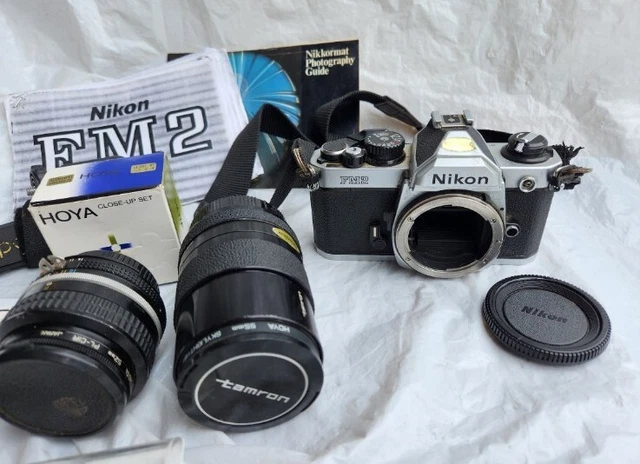 Vintage Nikon FM2 35mm Film Camera with Nikon & Tamron lenses & accessories