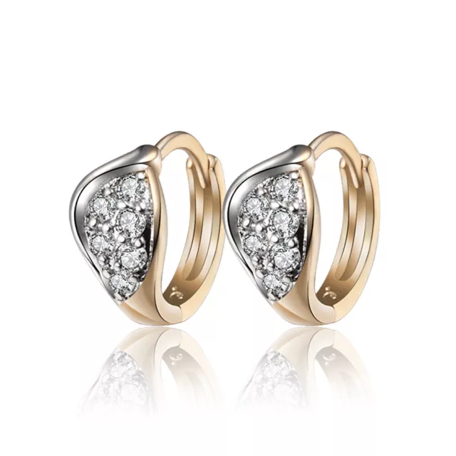 Cute Small First Baby Girl 18 k Gold Plated Earrings Hoops 2 Wave Zircon Huggies