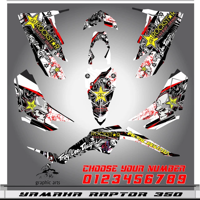 Yamaha Raptor 350 graphics kit 2004 2006 2009 to 2014 decals stickers atv utv