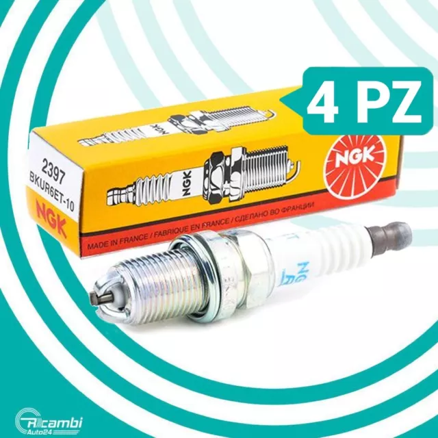 Kit 4 Candele Accensione Ngk Bkur6Et-10 2397 Per Motori Audi Skoda Volkswagen