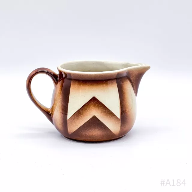 Art Déco Bunzlauer Keramik Kanne Milchkanne Krug mit Spritzdekor Braun | 15x9cm