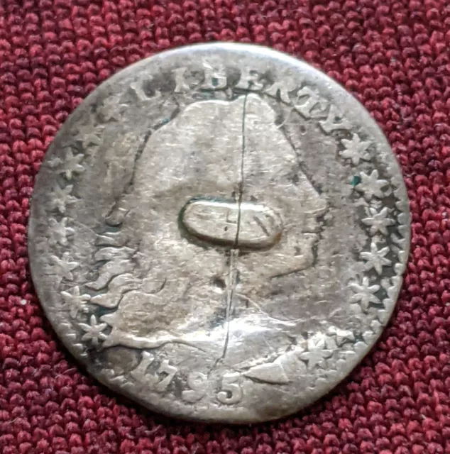 1795 Flowing Hair US Silver Half Dime Counter Stamp 1795 Flowing Hair US Silver Half Dime Counter Stamp