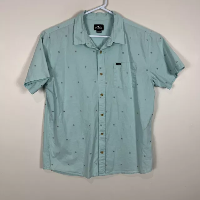 O'Neill Blue Casual Button Up Cotton Collared Party Shirt Mens Large L