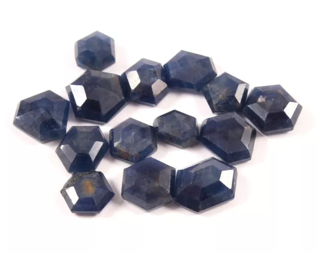 100% Natural Blue Burma Sapphire Hexagon Shape Loose Cut AAA Gemstone 14 Pcs Lot