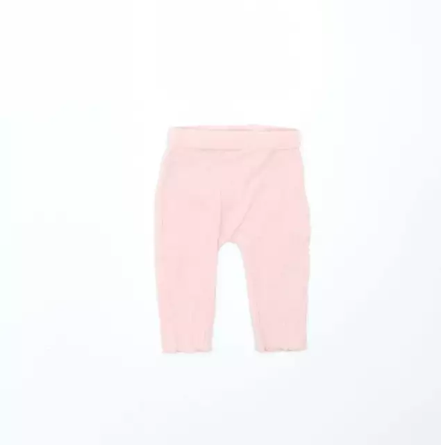 George Girls Pink Striped Cotton Trousers Leggings Size 3-6 Months - leggings