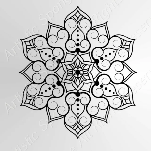 Mandala Blume Stern Rund GROSSE GRÖSSEN Wiederverwendbare Schablone Wanddekor Oriental/M12