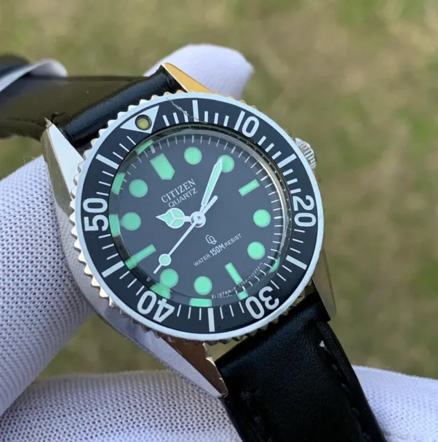 Rare Vintage Citizen CQ Mini Diver 150M Japan Made Unisex Quartz Watch 4-105087
