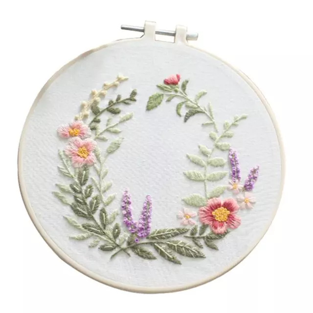 Floral Embroidery Starter Kit Easy Cross Stitch Cloth Hand Embroider Craft Kits