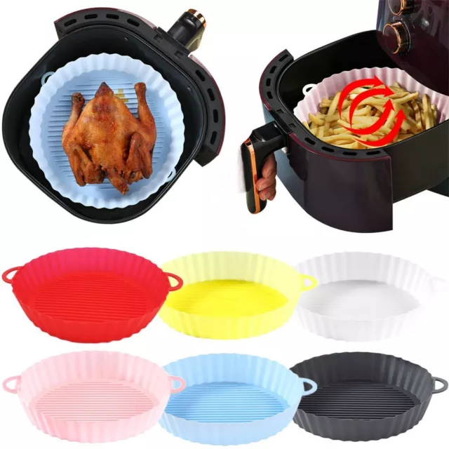 Air Fryer Silicone Pot Mat Cake Molds Silicone Basket Tray Baking Pan Reusable