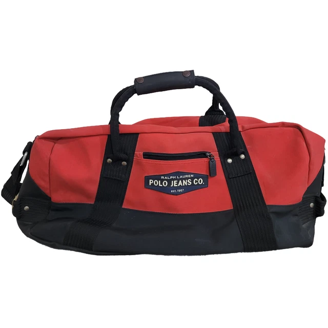 Vintage Ralph Lauren Polo Jeans Co Heavy Duty Vinyl Large Red Duffle Bag