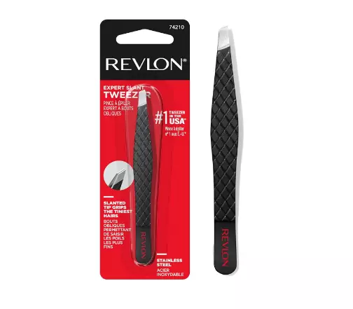 Revlon Stainless Steel Slant Tweezers for Accurate Hair Removal Tweezing - NEW