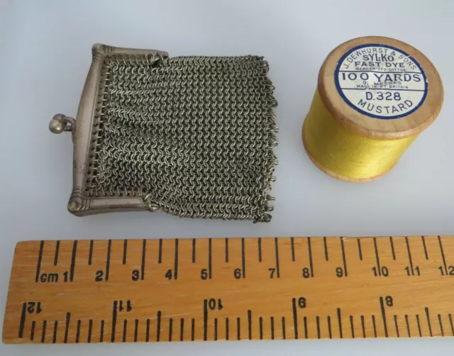 *As Found Condition* Small Silver Tone Mesh / Chain Purse - Chatelaine Interest? 2