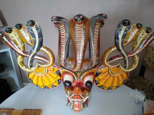 Masque En Bois Peint Bali 30 Cm – Artisanat Authentique Pour Décoration Murale