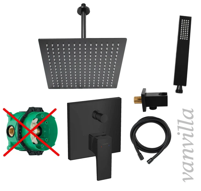 Hansgrohe Duschset Unterputz Schwarz - IBox Mit Regendusche & Handbrause