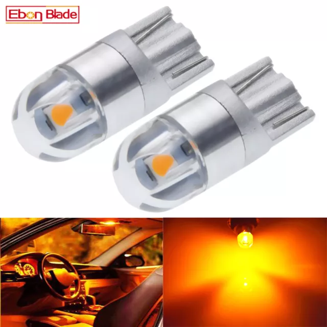 2 X T10 W5W LED Car Lights Amber Orange Interior Dome Side Wedge Parker Bulb 12V